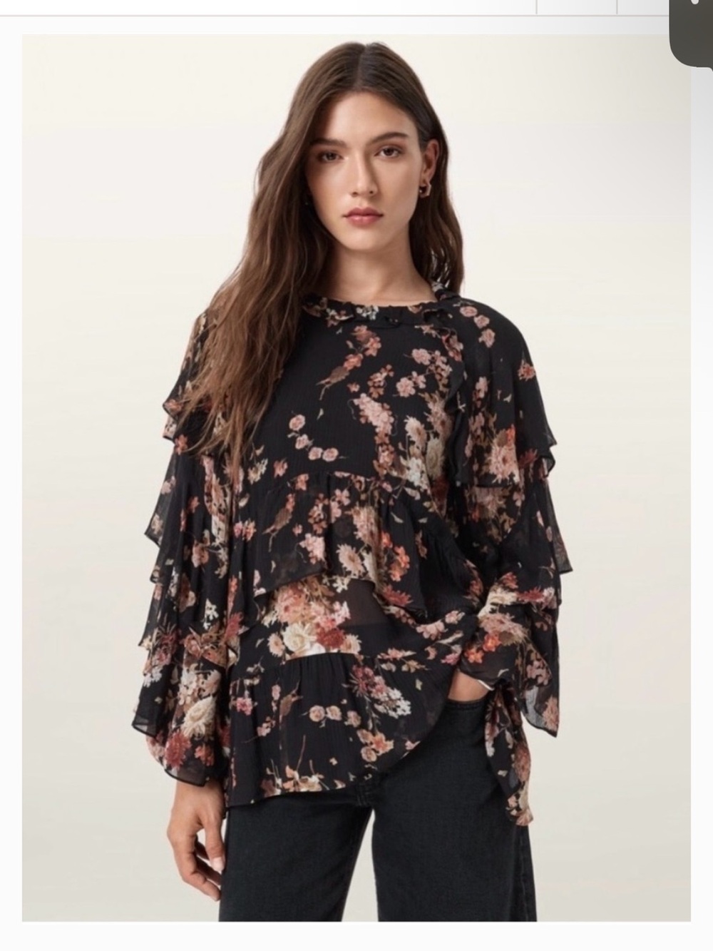 All Saints Lissie Floral Ruffle Blouse